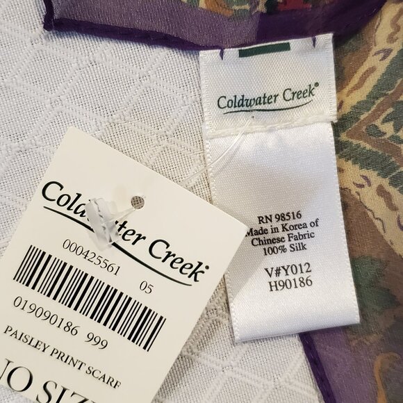 NWT 100% SILK Purple Brown Paisley Women's Scarf Multi-colour Earthy Square 36" - Picture 6 of 6